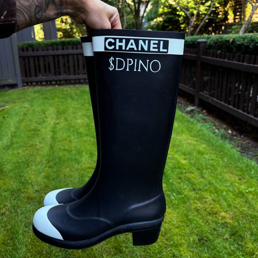 1 of 1 Chanel "$DPINO" Custom Boots