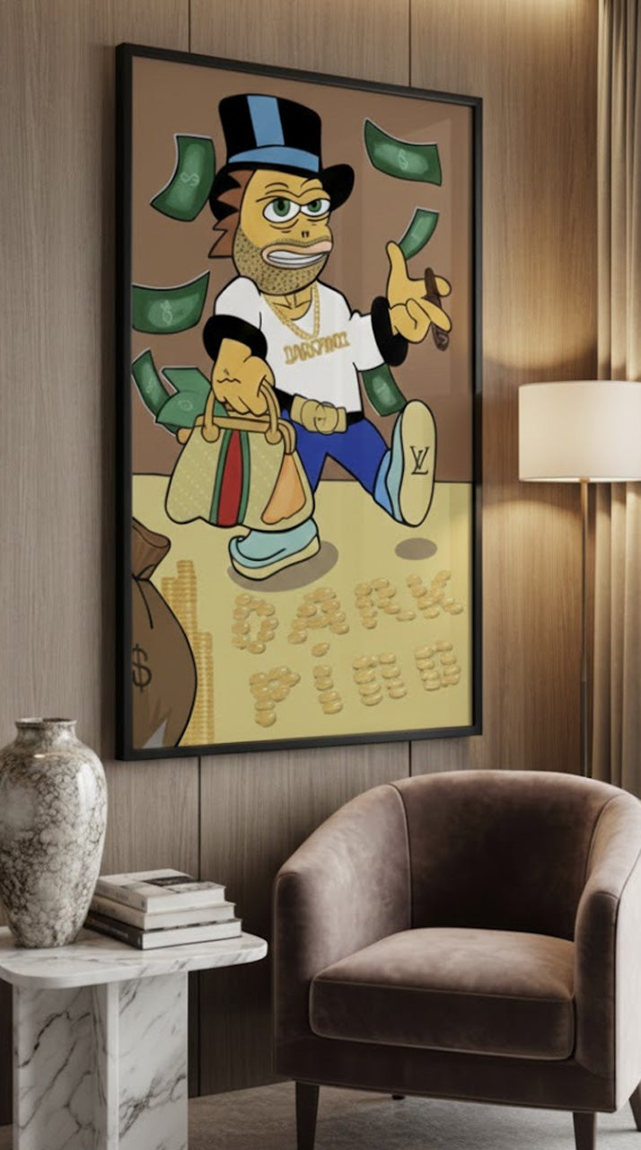 1 of 1 Commissioned Custom 24x36 inch "Trillionaire" Dark Pino Canvas Painting