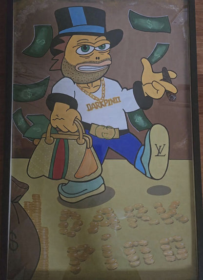 1 of 1 Commissioned Custom 24x36 inch "Trillionaire" Dark Pino Canvas Painting